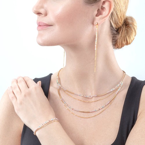 Collier Femme COEUR DE LION  WATERFALL DELICATE OR MULTICOLOR PASTELL ROMANTIC Acier inoxydable