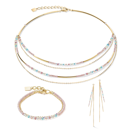 Collier femme coeur de lion  waterfall delicate or multicolor pastell romantic acier inoxydable – colliers femme