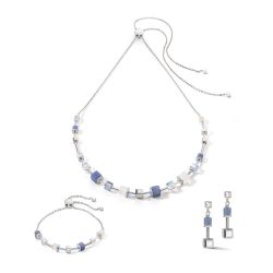 Collier femme coeur de lion geocube precious & slider closure argent bleu acier inoxydable - colliers-femme - edora - 2
