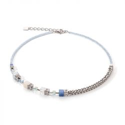 Collier femme coeur de lion geocube precious fusion chunky chain bleu clair acier inoxydable - colliers-femme - edora - 0