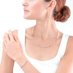 Collier femme coeur de lion princess pearls rose clair acier inoxydable - colliers-femme - edora - 1