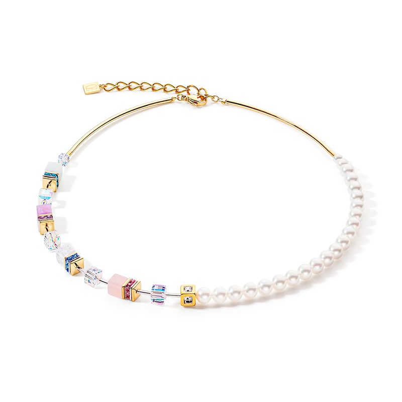 Collier femme coeur de lion geocube precious fusion pearls multicolore pastel acier inoxydable - colliers-femme - edora