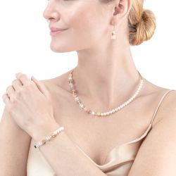 Collier femme coeur de lion geocube precious fusion pearls multicolore pastel acier inoxydable - colliers-femme - edora - 1