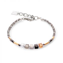 Bracelet femme coeur de lion cube story minimalistic sparkling gris or acier inoxydable - bracelets-femme - edora - 0