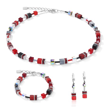 Boucles d'oreilles femme coeur de lion geocube rouge acier inoxydable – pendantes