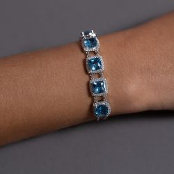 Bracelet femme griffe rouge margaret argent 925/1000 et oxydes bleus - bracelets-femme - edora - 2