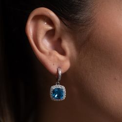 Boucles d'oreilles femme pendantes griffe rouge margaret argent 925/1000 et oxyde bleu
 - boucles-d-oreilles-femme - edora - 1