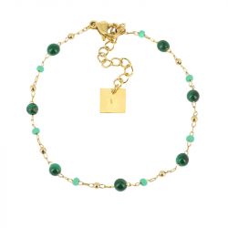 Bracelet femme zag louane vert acier doré - bracelets-femme - edora - 0