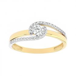 Bague femme empierrée edora or 375/1000 bicolore et oxydes - bagues-femmes - edora - 0