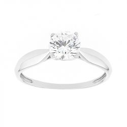 Bague femme solitaire edora or 375/1000 blanc et oxyde - bagues-femmes - edora - 0