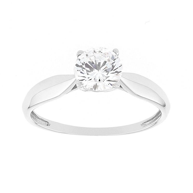 Bague femme solitaire edora or 375/1000 blanc et oxyde - bagues-femmes - edora