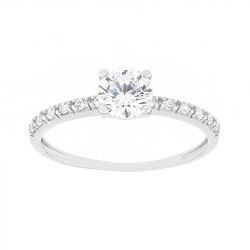 Bague femme solitaire edora or 375/1000 blanc et oxyde - bagues-femmes - edora - 0