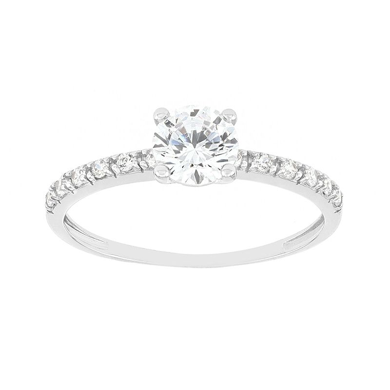 Bague femme solitaire edora or 375/1000 blanc et oxyde - bagues-femmes - edora