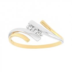 Bague femme trilogie edora or 375/1000 bicolore et oxydes - bagues-femmes - edora - 0