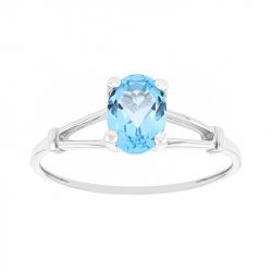 Bague femme solitaire edora or 375/1000 blanc et topaze - bagues-femmes - edora - 0