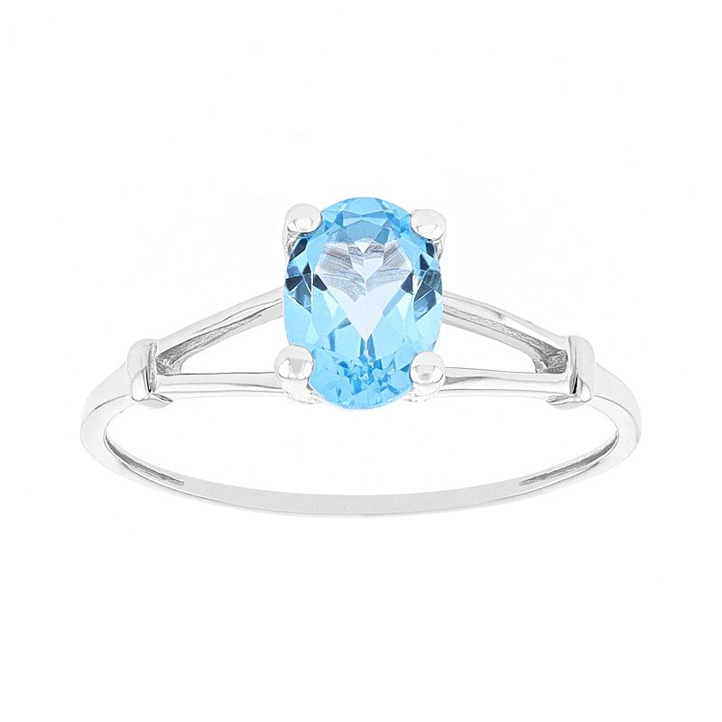 Bague femme solitaire edora or 375/1000 blanc et topaze - bagues-femmes - edora