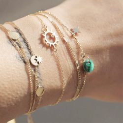 Bracelet or & argent, bracelet plaqué or, bracelet cuir & tissu (5) - bracelets-femme - edora - 2