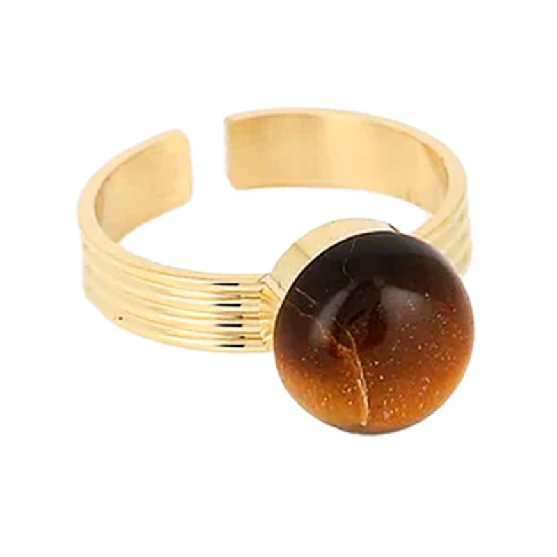 Bague femme zag mish oeil de tigre acier doré - bagues-femmes - edora Bague femme zag mish oeil de tigre acier doré - bagues-femmes - edora