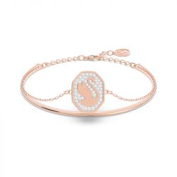 Bracelet femme jonc swarovski signum métal doré rose et cristaux - bracelets-femme - edora - 0