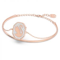 Bracelet femme jonc swarovski signum métal doré rose et cristaux - bracelets-femme - edora - 1