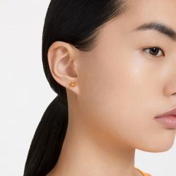 Boucles d'oreilles femme puces swarovski stilla métal doré et cristaux oranges - boucles-d-oreilles-femme - edora - 3