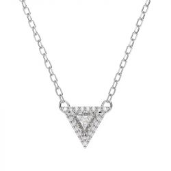 Collier femme triangle swarovski ortyx métal rhodié et cristaux - colliers-femme - edora - 0