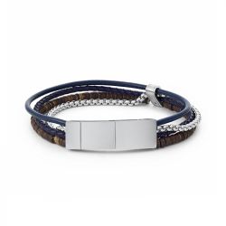 Bracelet homme cuir, argent, perle - bracelet homme tendance (3) - plus-de-bracelets-hommes - edora - 2