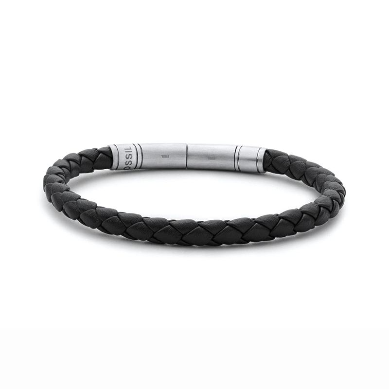 Bracelet homme fossil vintage casual cuir noir - plus-de-bracelets-hommes - edora