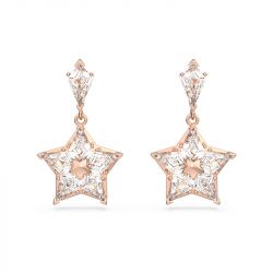 Boucles d'oreilles femme pendantes étoiles swarovski stella métal doré rose et cristaux - boucles-d-oreilles-femme - edora - 0
