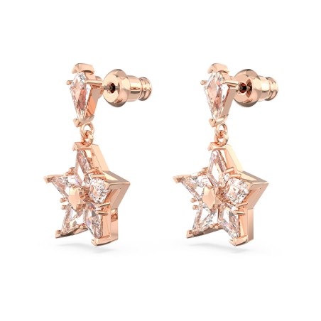 Boucles d'oreilles femme pendantes étoiles swarovski stella métal doré rose et cristaux – boucles d'oreilles femme