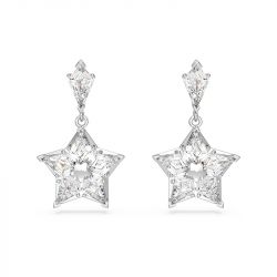 Boucles d'oreilles femme pendantes étoiles swarovski stella métal rhodié et cristaux - boucles-d-oreilles-femme - edora - 0