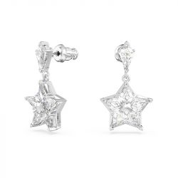 Boucles d'oreilles femme pendantes étoiles swarovski stella métal rhodié et cristaux - boucles-d-oreilles-femme - edora - 1