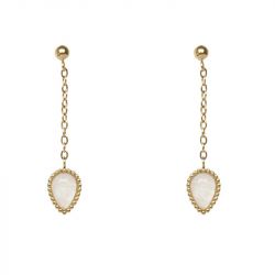 Boucles d'oreilles femme emma & chloÉ hepa or pierre lune acier doré - pendantes - edora - 0