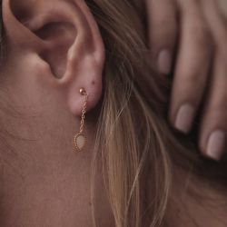 Boucles d'oreilles femme emma & chloÉ hepa or pierre lune acier doré - pendantes - edora - 2