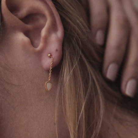 Boucles d'oreilles femme emma &amp; chloé hepa or pierre lune acier doré – pendantes