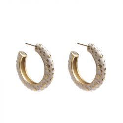 Boucles d'oreilles emma & chloÉ femme  cephus or email blanc acier doré - boucles-d-oreilles-femme - edora - 0