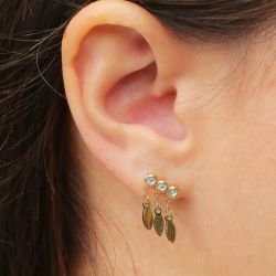 Boucles d'oreilles femme zag navajo blanc acier doré - boucles-d-oreilles-femme - edora - 1