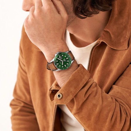 Montre homme fossil blue cuir havane – montres homme