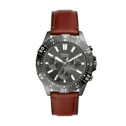 Montre homme fossil garrett chronographe cuir brun - montres-homme - edora - 0