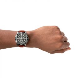 Montre homme fossil garrett chronographe cuir brun - montres-homme - edora - 3