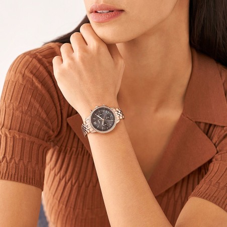 Montre femme fossil chronographe neutra doré rose – montres femme