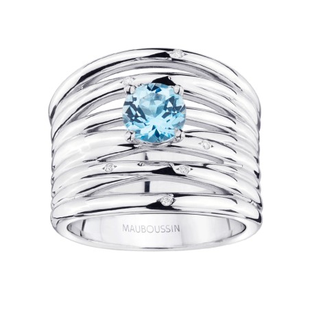 Bague femme mauboussin la grande bleue argent 925/1000 et topaze bleue – bagues femme