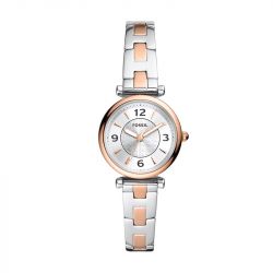 Montre femme fossil carlie acier argenté et doré rose - montres-femme - edora - 0