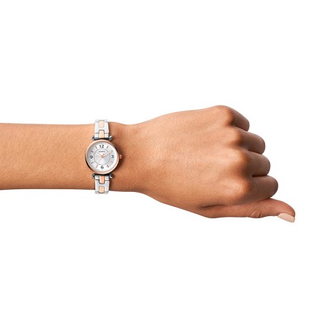 Montre femme fossil carlie acier argenté et doré rose – montres femme