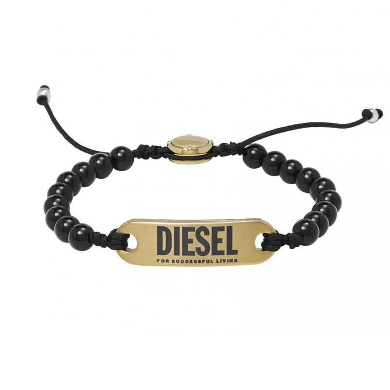 Bracelet homme diesel perles synthétiques et acier doré - beads - edora