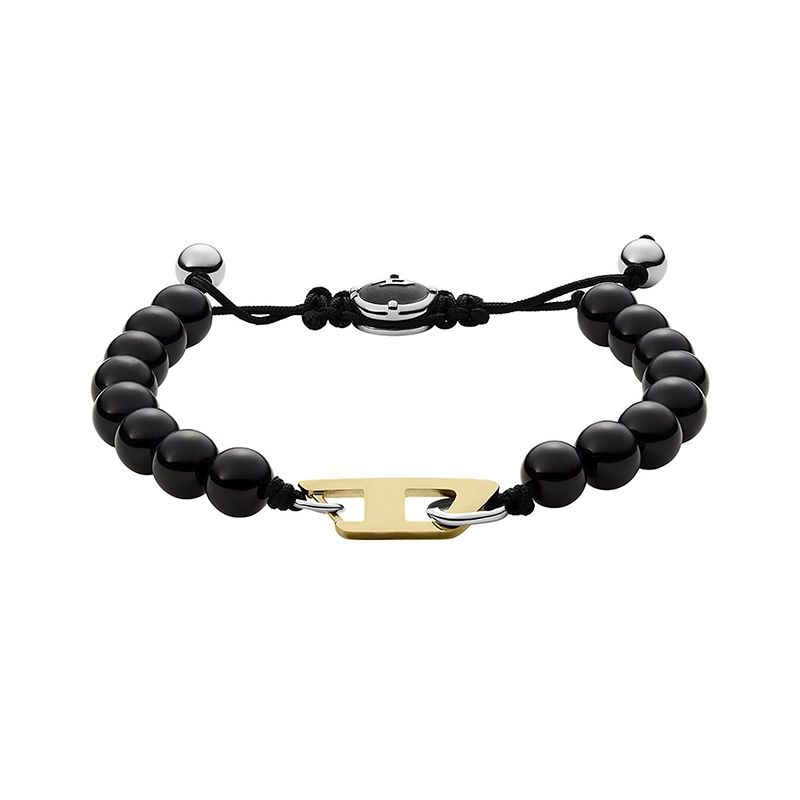 Bracelet Homme Cuir & Perles Agate & Onyx