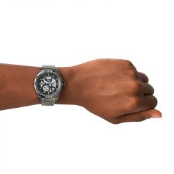 Montre homme fossil automatique bronson acier gris anthracite - automatiques - edora - 3
