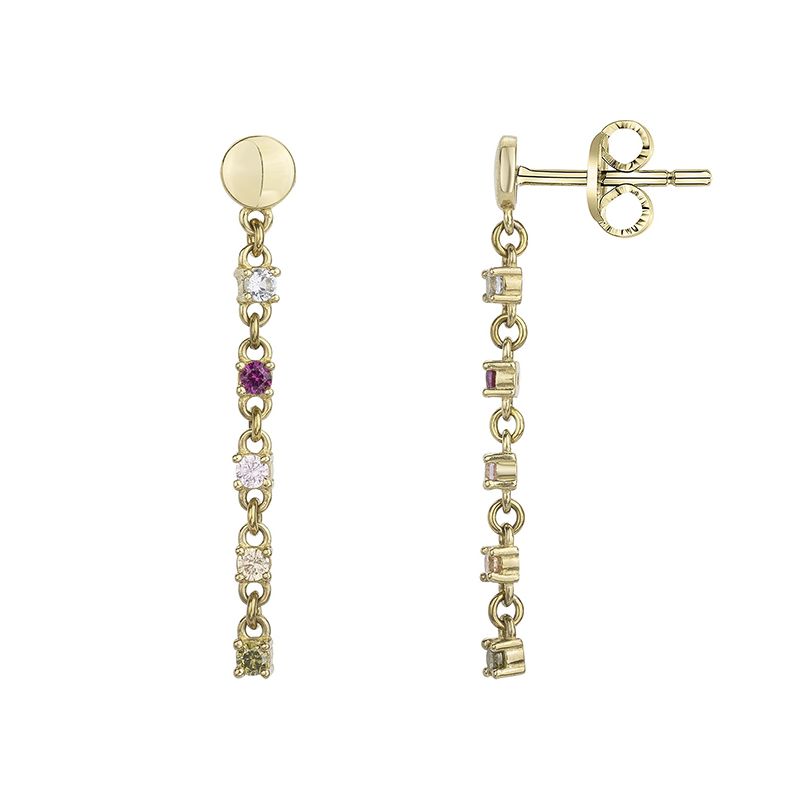 Boucles d'oreilles femme pendantes muli couleurs edora plaque or et oxydes edo66400067 - boucles-d-oreilles-femme - edora