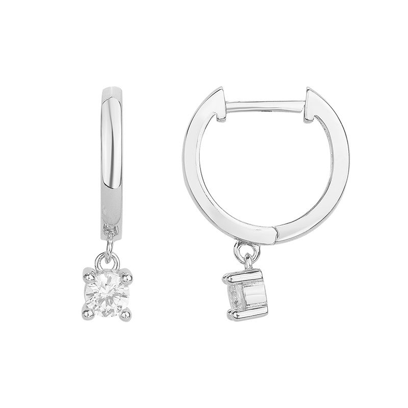 Boucles d'oreilles femme créoles edora argent 925/1000 argenté et oxydes 60400030 - boucles-d-oreilles-femme - edora