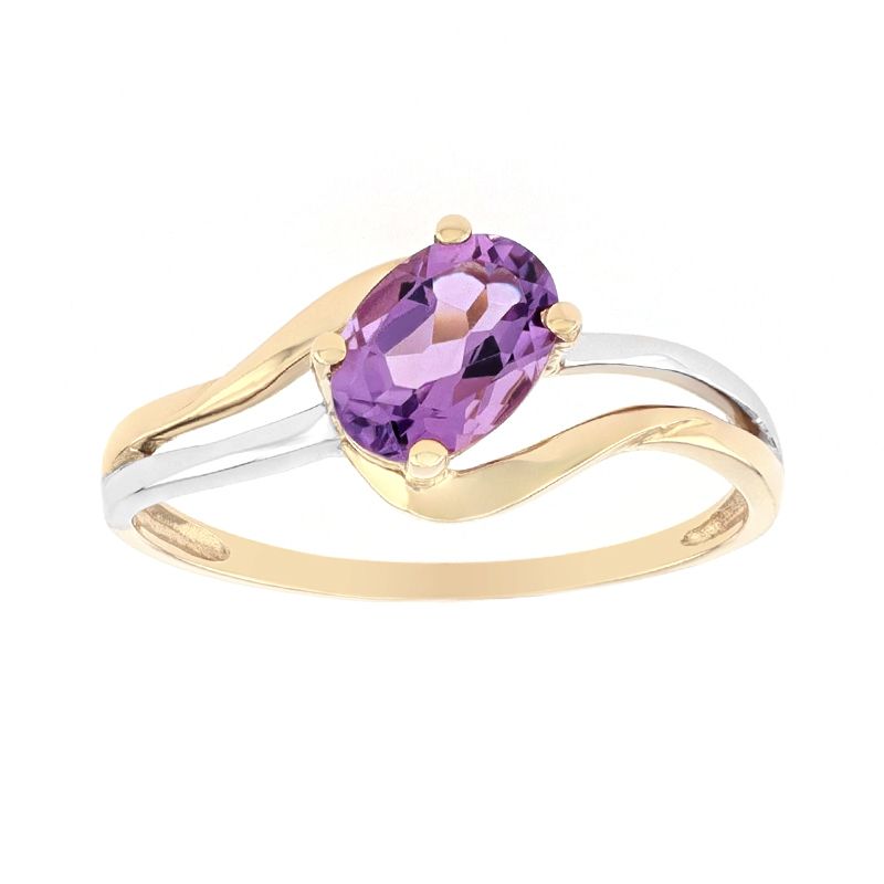 Bague femme edora or 375/1000 bicolore et améthyste - bagues-femmes - edora